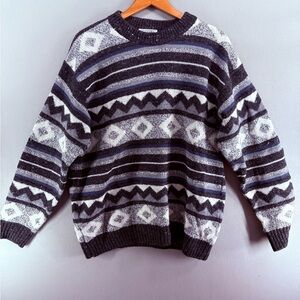 Vtg Tessitore Men Made Italy Wool Alpaca Man Sweater 90s Size L ? Knit Geometric
